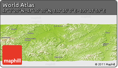 Physical Panoramic Map of the Area around 47° 16' 15" N, 135° 13' 29" E