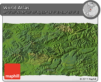 Satellite 3D Map of the Area around 47° 16' 15" N, 137° 46' 30" E