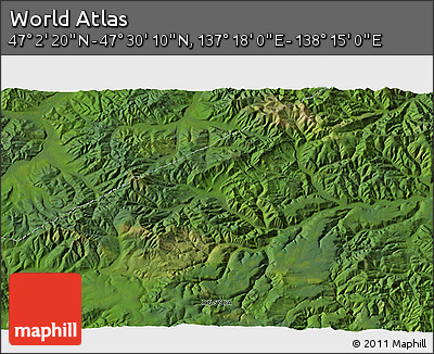 Satellite 3D Map of the Area around 47° 16' 15" N, 137° 46' 30" E