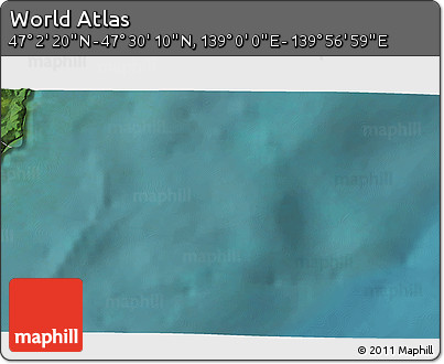 Satellite 3D Map of the Area around 47° 16' 15" N, 139° 28' 29" E