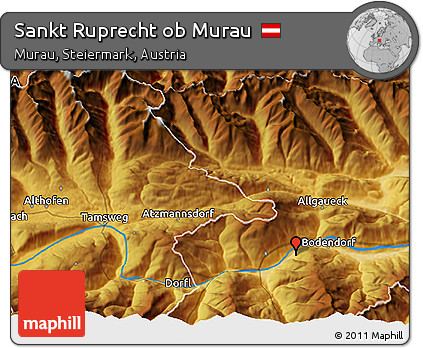 Physical 3D Map of Sankt Ruprecht Ob Murau