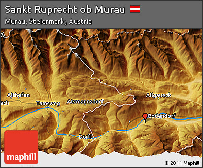 Physical 3D Map of Sankt Ruprecht Ob Murau