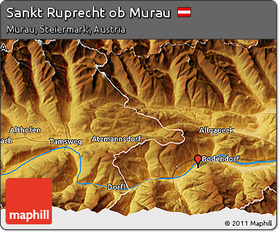 Physical 3D Map of Sankt Ruprecht Ob Murau