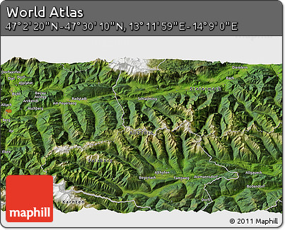 Satellite 3D Map of the Area around 47° 16' 15" N, 13° 40' 30" E