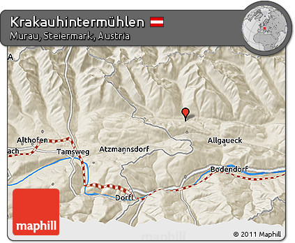 Shaded Relief 3D Map of Krakauhintermühlen