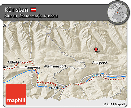Shaded Relief 3D Map of Künsten