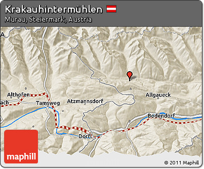 Shaded Relief 3D Map of Krakauhintermühlen