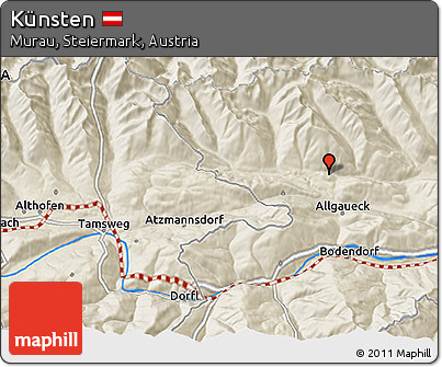 Shaded Relief 3D Map of Künsten