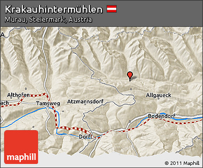 Shaded Relief 3D Map of Krakauhintermühlen
