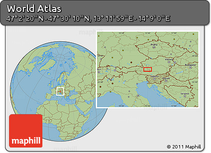 Savanna Style Location Map of the Area around 47° 16' 15" N, 13° 40' 30" E