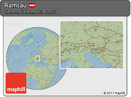 Savanna Style Location Map of Ramsau, hill shading