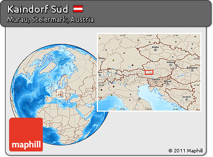 Shaded Relief Location Map of Kaindorf Süd