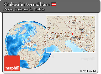 Shaded Relief Location Map of Krakauhintermühlen