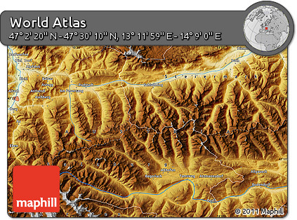 Physical Map of the Area around 47° 16' 15" N, 13° 40' 30" E