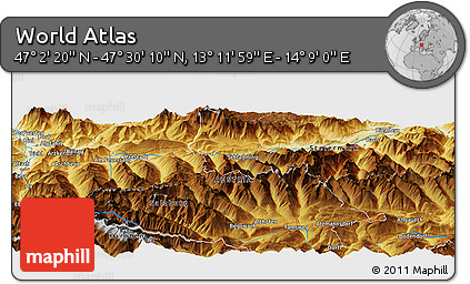 Physical Panoramic Map of the Area around 47° 16' 15" N, 13° 40' 30" E