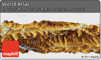 Physical Panoramic Map of the Area around 47° 16' 15" N, 13° 40' 30" E