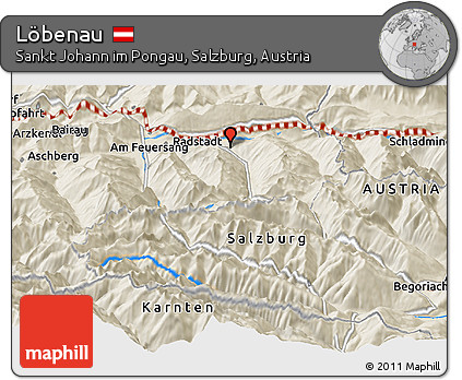 Shaded Relief Panoramic Map of Löbenau