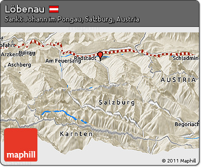 Shaded Relief Panoramic Map of Löbenau