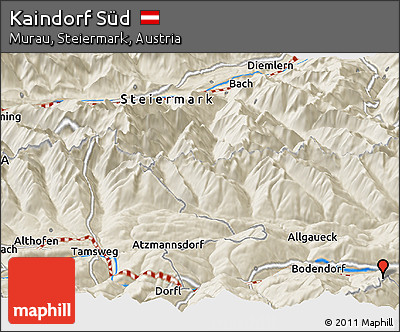 Shaded Relief Panoramic Map of Kaindorf Süd