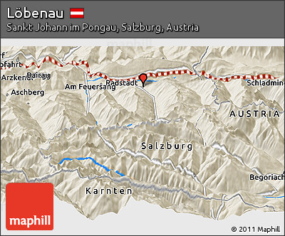 Shaded Relief Panoramic Map of Löbenau