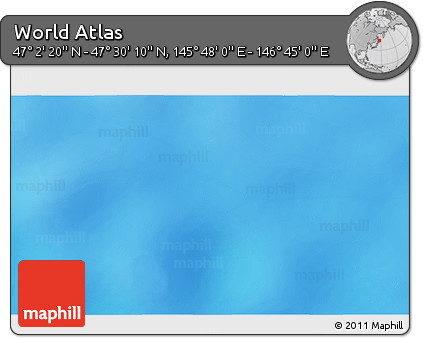 Shaded Relief 3D Map of the Area around 47° 16' 15" N, 146° 16' 30" E