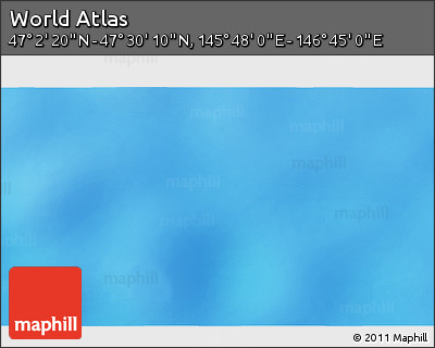 Shaded Relief 3D Map of the Area around 47° 16' 15" N, 146° 16' 30" E
