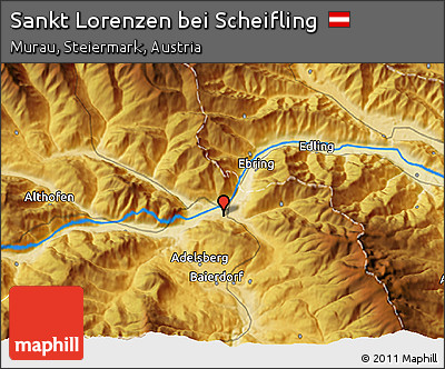 Physical 3D Map of Sankt Lorenzen Bei Scheifling