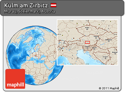Shaded Relief Location Map of Kulm Am Zirbitz