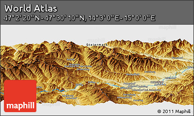 Physical Panoramic Map of the Area around 47° 16' 15" N, 14° 31' 30" E