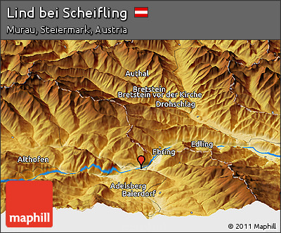 Physical Panoramic Map of Lind Bei Scheifling