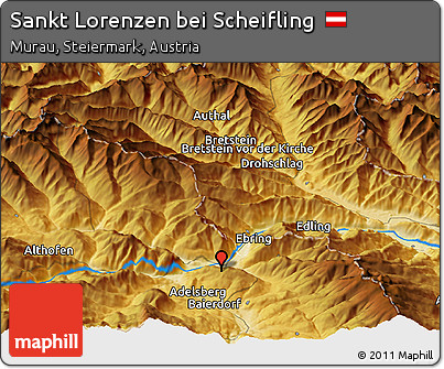 Physical Panoramic Map of Sankt Lorenzen Bei Scheifling
