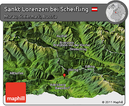 Satellite Panoramic Map of Sankt Lorenzen Bei Scheifling