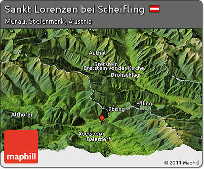 Satellite Panoramic Map of Sankt Lorenzen Bei Scheifling