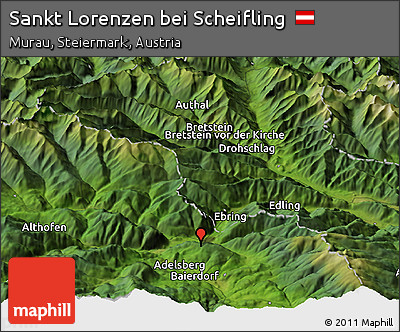 Satellite Panoramic Map of Sankt Lorenzen Bei Scheifling