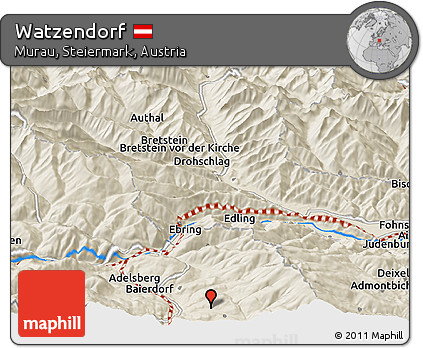 Shaded Relief Panoramic Map of Watzendorf
