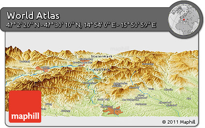 Physical Panoramic Map of the Area around 47° 16' 15" N, 15° 22' 30" E