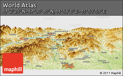 Physical Panoramic Map of the Area around 47° 16' 15" N, 15° 22' 30" E