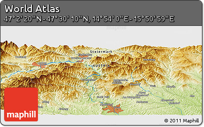 Physical Panoramic Map of the Area around 47° 16' 15" N, 15° 22' 30" E