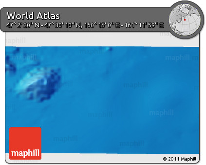 Physical 3D Map of the Area around 47° 16' 15" N, 160° 43' 29" E