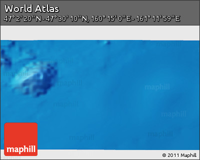 Physical 3D Map of the Area around 47° 16' 15" N, 160° 43' 29" E