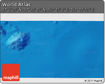 Physical 3D Map of the Area around 47° 16' 15" N, 160° 43' 29" E