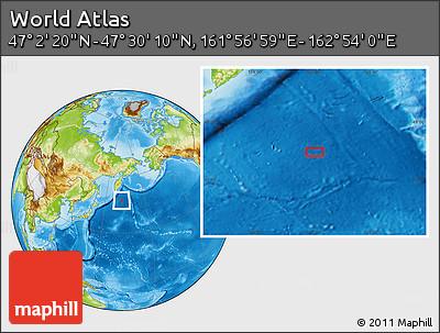 Physical Location Map of the Area around 47° 16' 15" N, 162° 25' 30" E