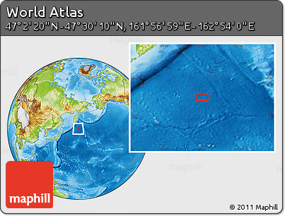 Physical Location Map of the Area around 47° 16' 15" N, 162° 25' 30" E
