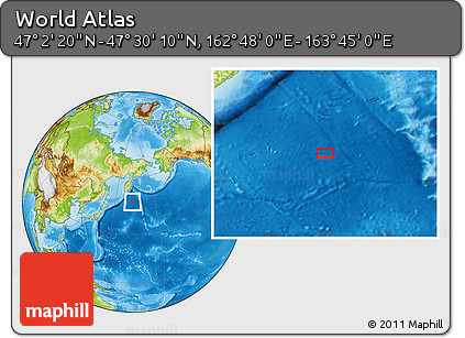 Physical Location Map of the Area around 47° 16' 15" N, 163° 16' 30" E