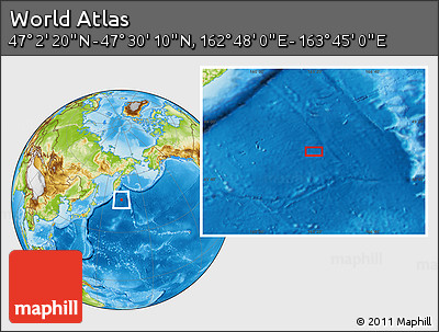 Physical Location Map of the Area around 47° 16' 15" N, 163° 16' 30" E