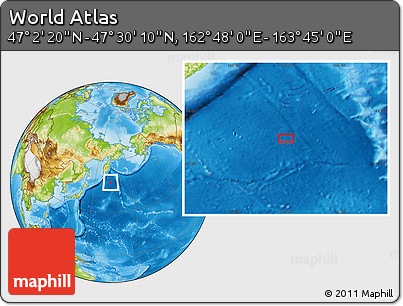 Physical Location Map of the Area around 47° 16' 15" N, 163° 16' 30" E