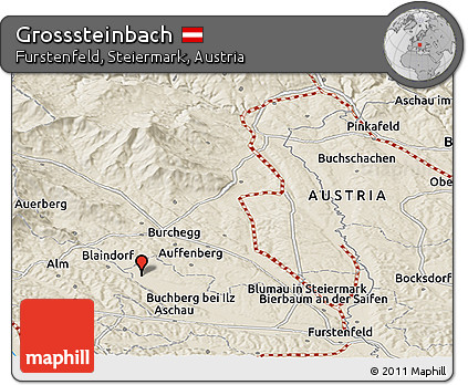 Shaded Relief Panoramic Map of Grosssteinbach