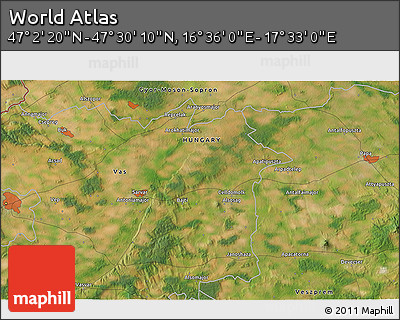 Satellite 3D Map of the Area around 47° 16' 15" N, 17° 4' 30" E