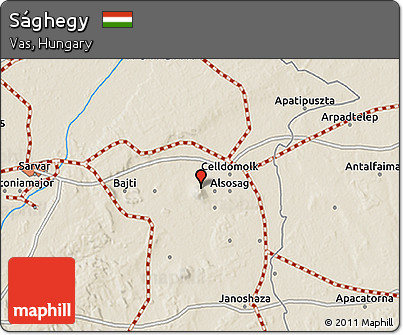 Shaded Relief 3D Map of Sághegy