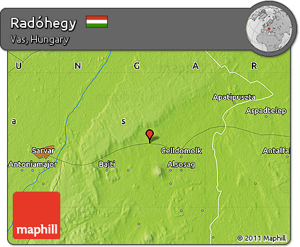Physical Map of Radóhegy